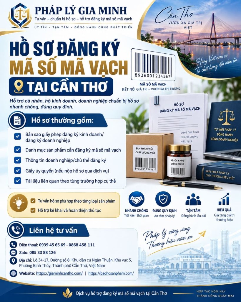 Hồ sơ đăng ký mã số mã vạch tại Cần Thơ