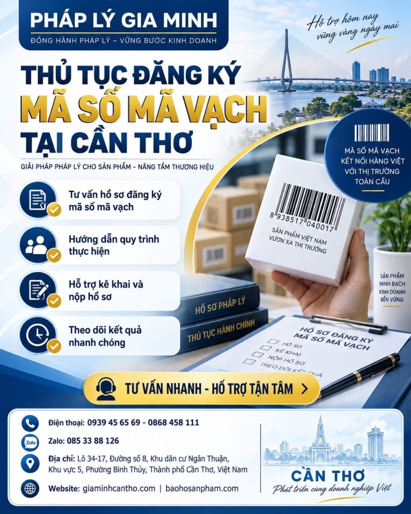 Thủ tục đăng ký mã số mã vạch tại Cần Thơ