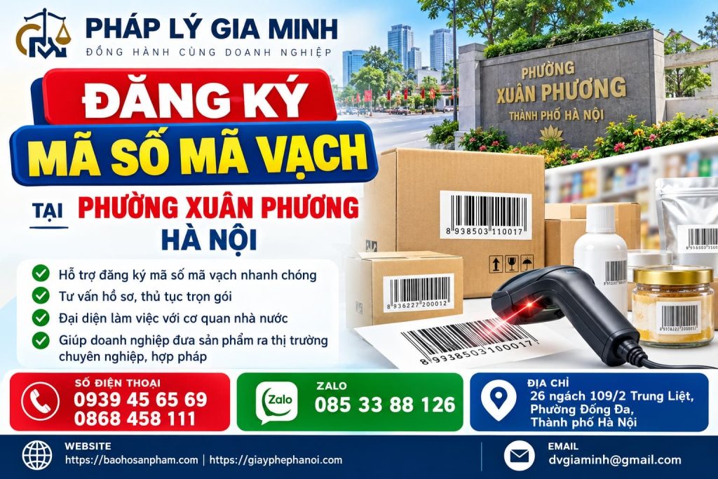 Đăng ký mã số mã vạch tại phường Xuân Phương Hà Nội 1 Đăng ký mã số mã vạch tại phường Xuân Phương Hà Nội