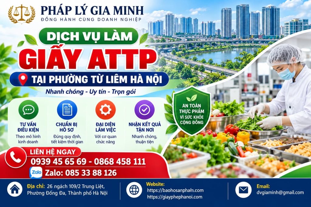 Dịch vụ làm giấy ATTP tại phường Từ Liêm Hà Nội
